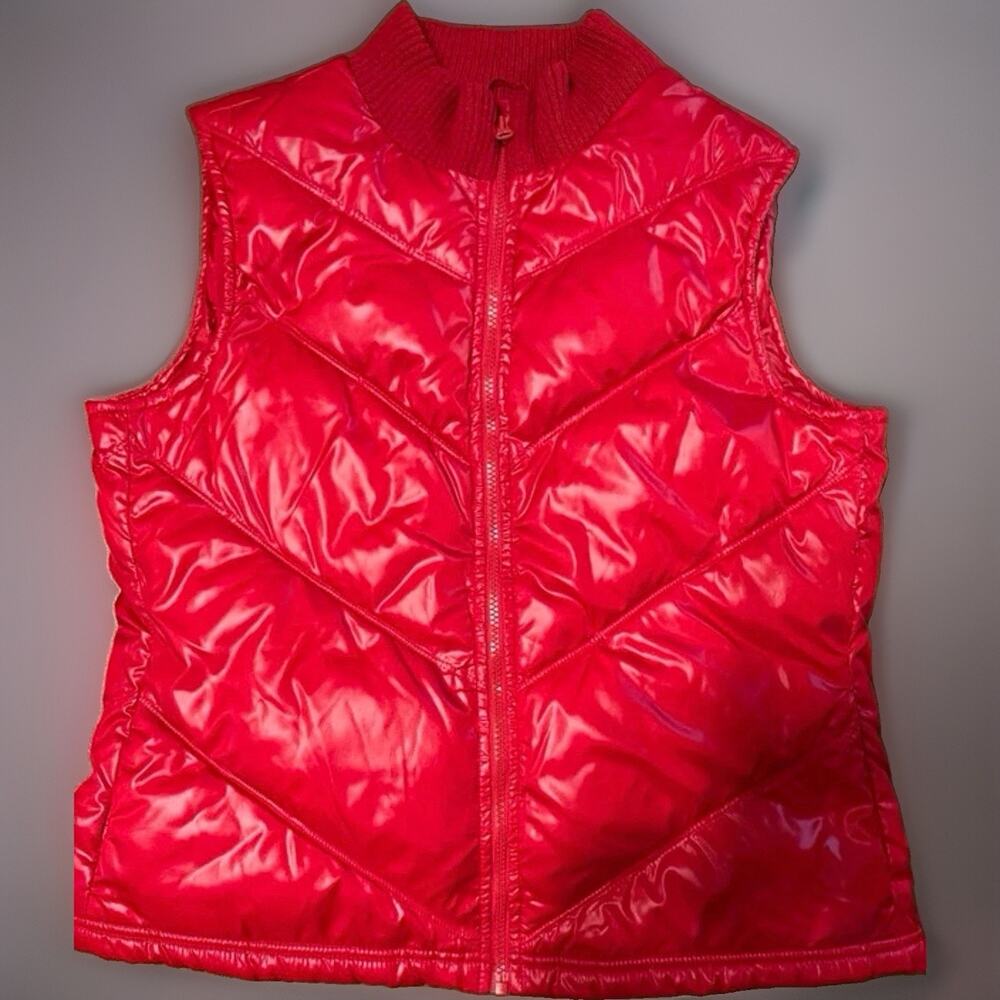 Old Navy Cozy Women’s Red Quilted Zip Front Lined Puffer Vest w/ Pockets L